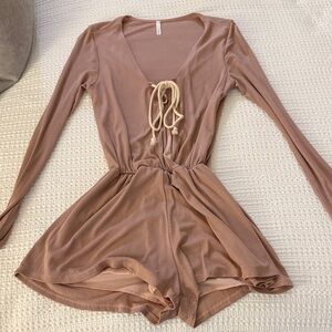 Long Sleeve Tan Romper